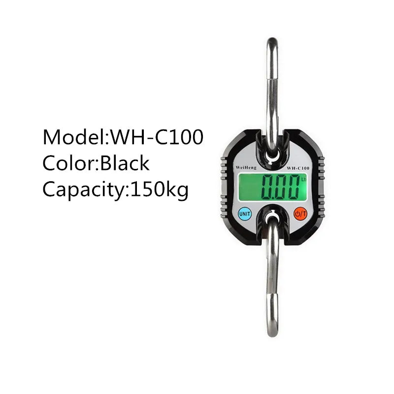 300kg Heavy Duty Electronic Digital Crane Scale 50g Accuracy Stainless Steel Hook LCD Display