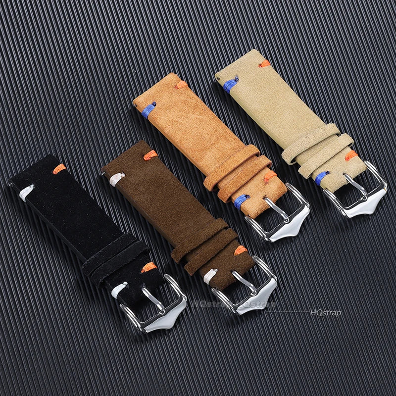 CowLost | product_id-18-20-22mm-vintage-blue-brown-suede-leather-watch-strap-replacement-band |5