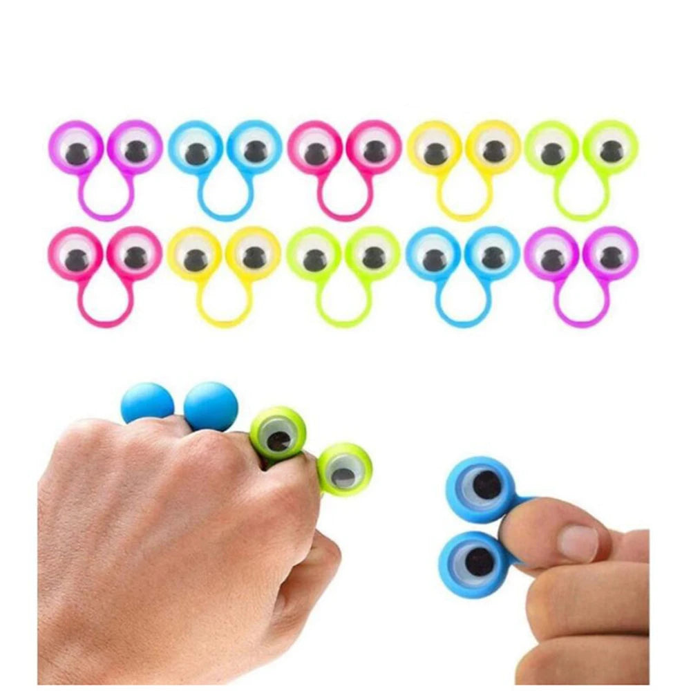 24Pcs Eye Finger Puppet Rings with Wiggle Eyes for Kids Party Favors and Halloween Gift