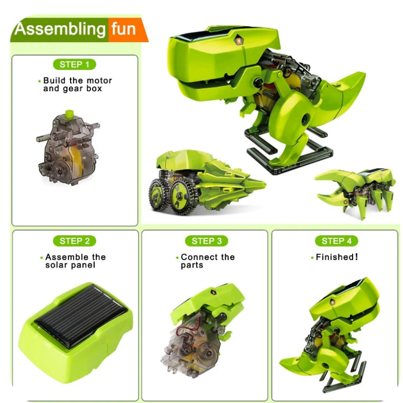 Dinosaur Solar Powered STEM DIY Robot Science Toy Kit for Kids