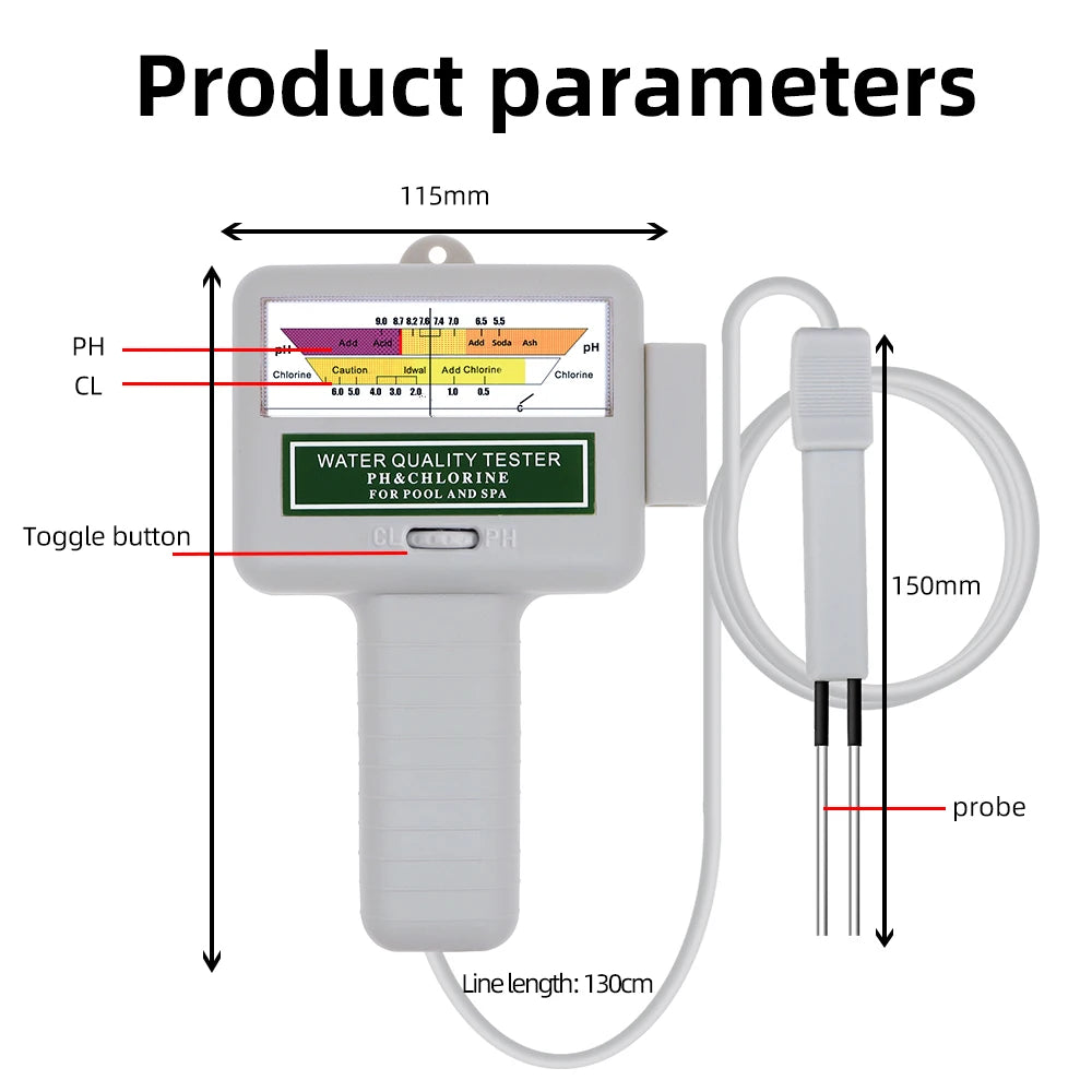 2-in-1 PH & Chlorine Meter Tester PC-102 for Pool & Aquarium Water Quality