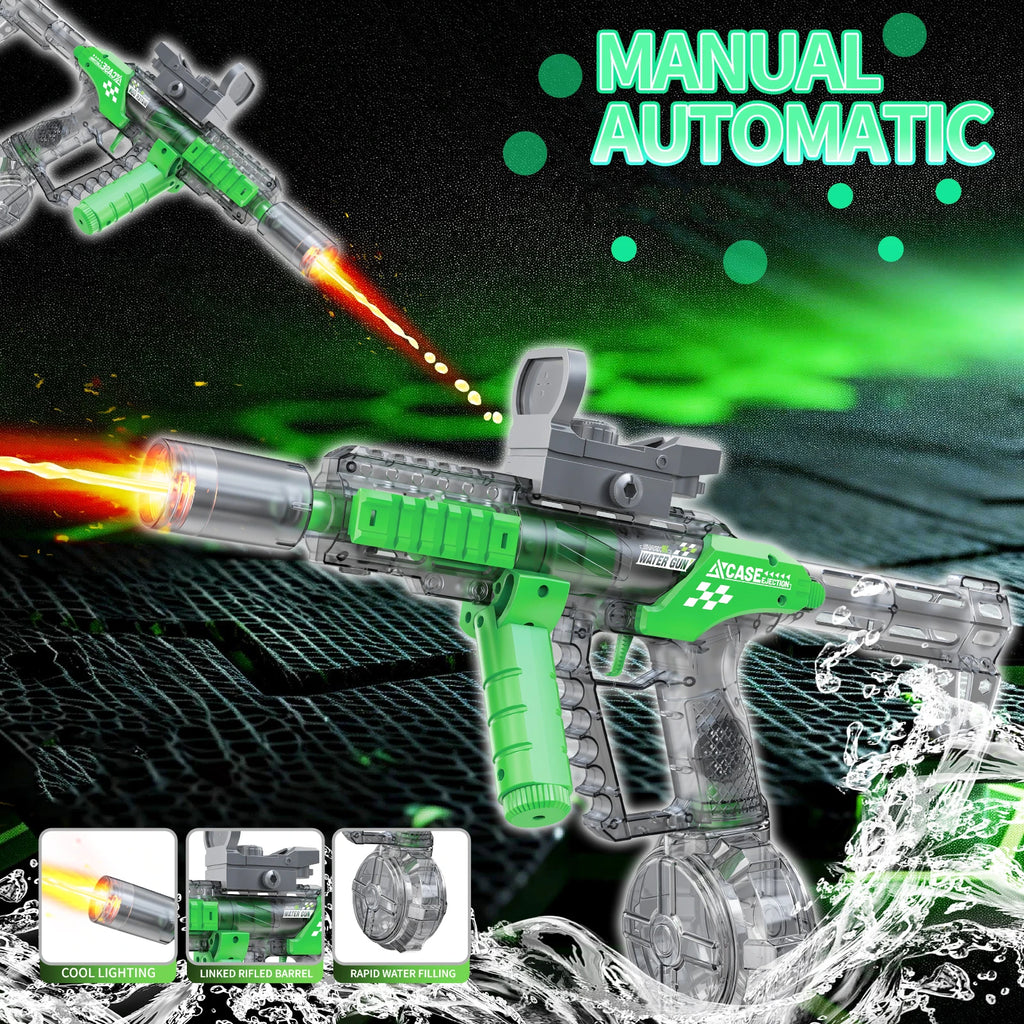 Long Range Electric Water Gun Toy with Automatic Sensor and Muzzle Flame for Kids