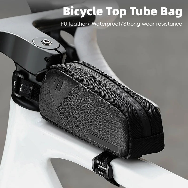 CowLost | west-biking-mini-bike-bag-0-6l-portable-bicycle-top-tube-bag-pu-waterproof-lightweight-triangle-bag-mtb-road-bike-accessories |6