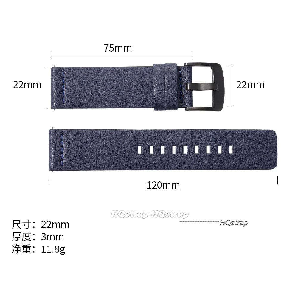 18mm-24mm Leather Watch Band for Samsung Galaxy Watch 7 6 5 4 & Gear S3 with Quick Release