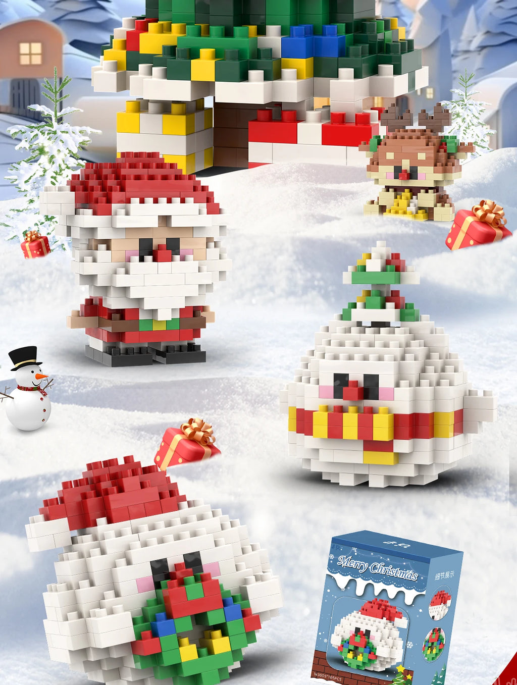 Christmas Building Block Set Santa Claus Reindeer Puzzle Toy for Kids