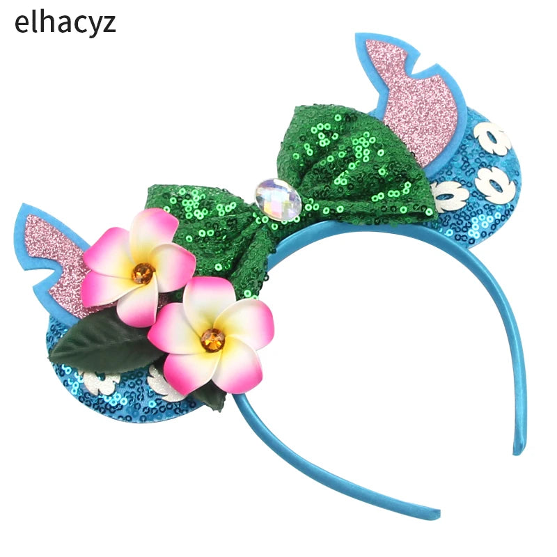 CowLost | cartoon-lilo-stitch-head-band-girls-sequins-bow-hairband |14