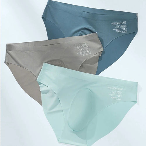CowLost | 2pcs-men-ice-silk-seamless-briefs-summer-new-ultra-thin-panty-transparent |2