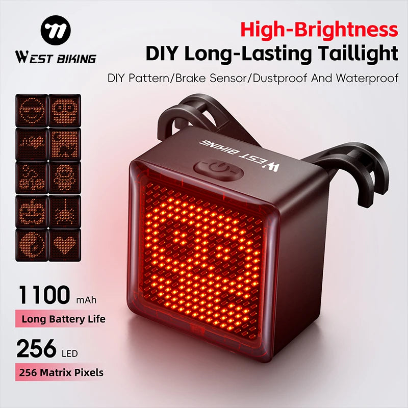 CowLost | sporting-goods-west-biking-diy-pixel-rear-bicycle-taillight-1100mah-long-battery-life |1