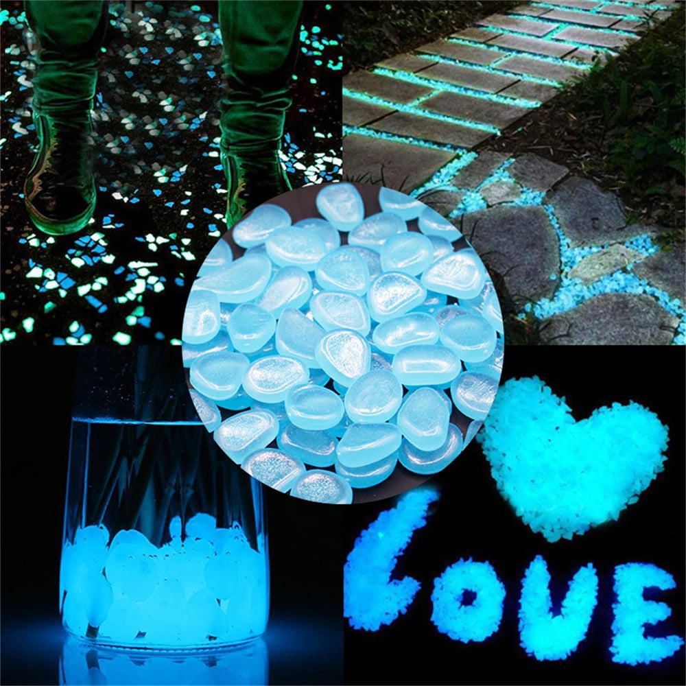 50Pcs Large Glow in the Dark Garden Pebbles for Patio, Lawn, Fish Tank, and Home Decoration