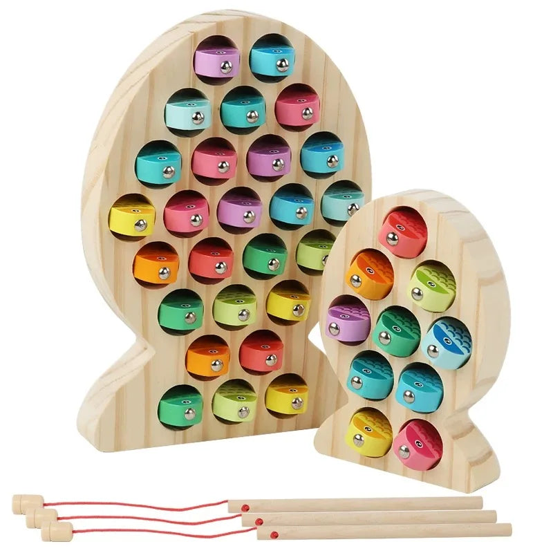 Kids Wooden Fishing Game Educational Alphabet Numeric Cognitive Toy with Magnet