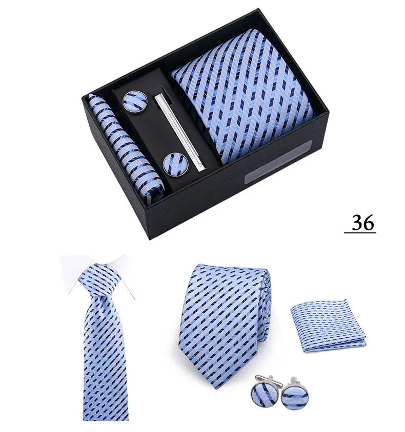 CowLost | tie-men-with-box-top-quality-business-ties-hanky-cufflink-set |41