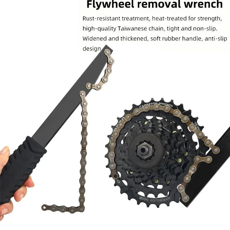 CowLost | bicycle-cassette-flywheel-wrench-steel-bike-repair-tool-chain-whip-flywheel-removal-tools-electroplated-anti-rust-heat-treated |5