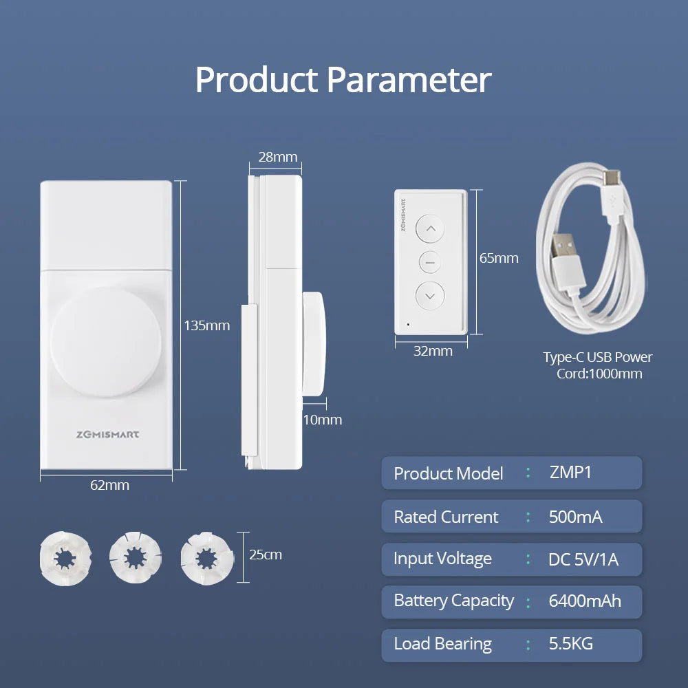 CowLost | zemismart-zigbee-smart-rechargeable-roller-shade-driver-with-knob-control |6
