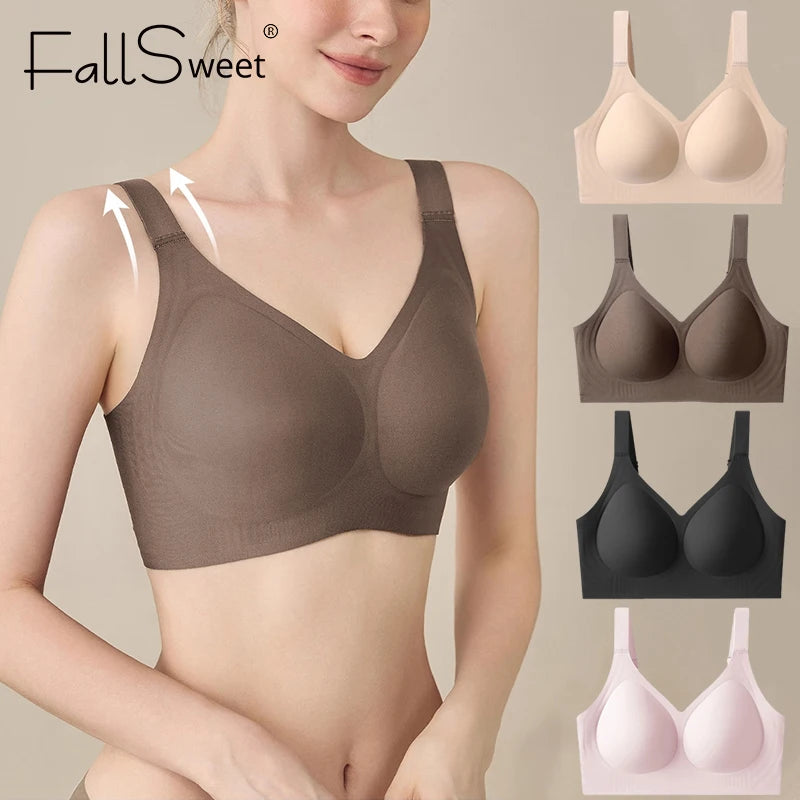 CowLost | product_id-fallsweet-plus-size-wireless-push-up-seamless-full-cup-bra-with-adjustable-straps |2