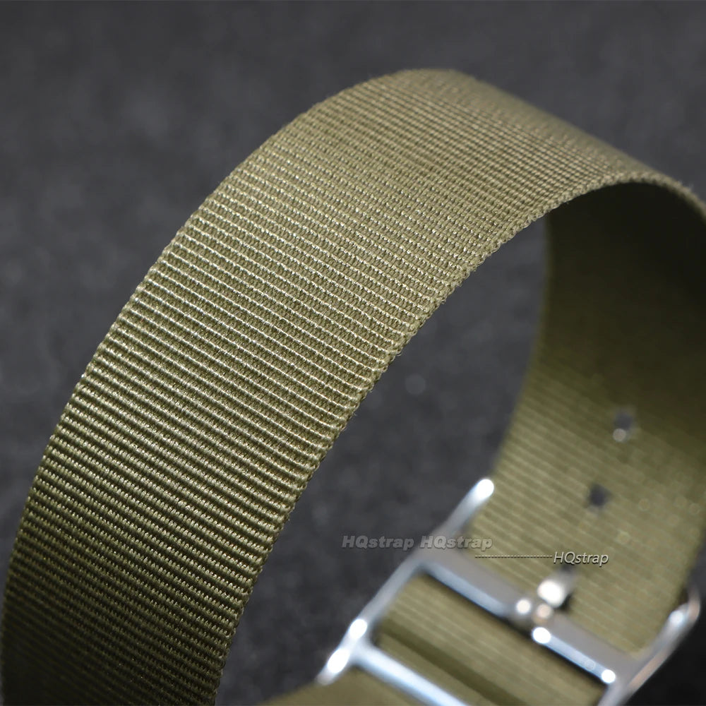 Nylon Military Watch Strap Unisex Casual Replacement Band Brown Green Black 20mm