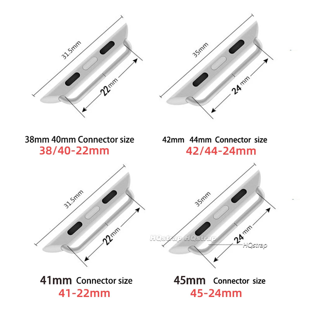 Stainless Steel Connector Adapter for Apple Watch Bands Series 9 8 7 6 5 SE 38-45mm