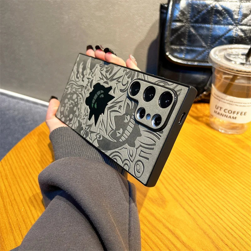CowLost | anime-gengar-faux-leather-laser-wristband-shockproof-phone-case-for-samsung-galaxy-s25-s24-s23-s22-ultra-plus-a56-a55-a54 |5