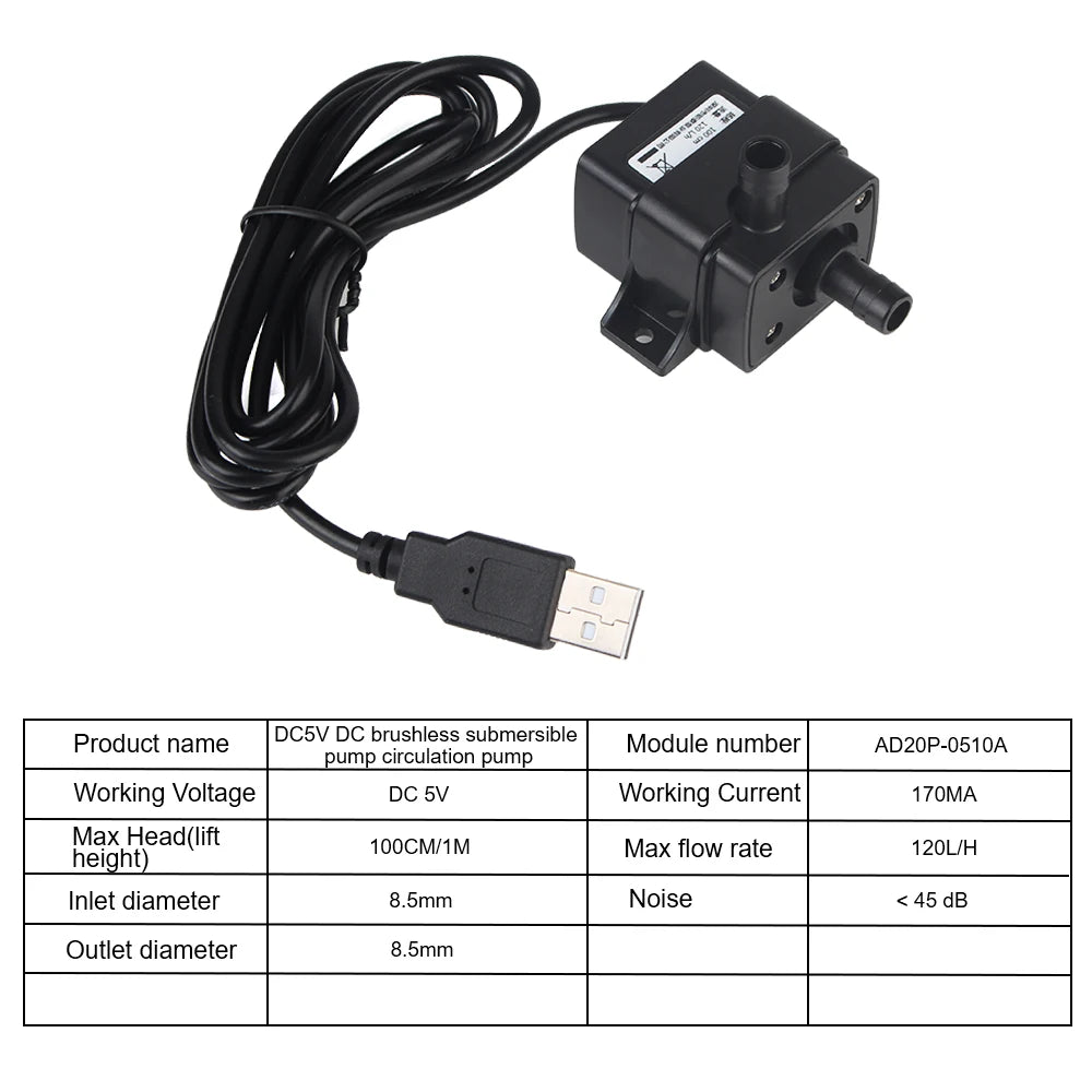 CowLost | product_id-dc12v-5v-usb-mini-brushless-submersible-water-pump-120l-h-for-garden-pond-fish-tank |5