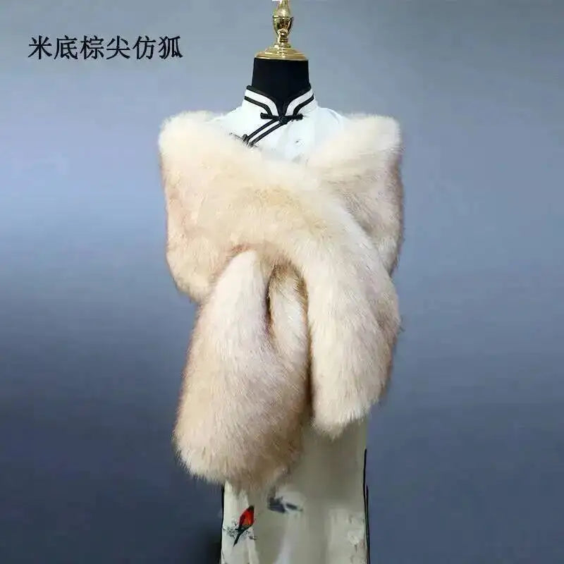 CowLost | 32-colors-165-30cm-women-luxury-warm-faux-fox-fur-shawl-winter-ladies-plush-scarf |68