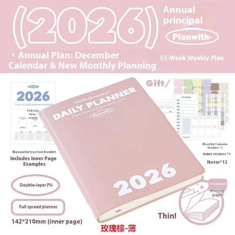 CowLost | product_id-planwith-2026-a5-planner-daily-weekly-monthly-agenda-notebook-with-multi-color-hard-cover |59