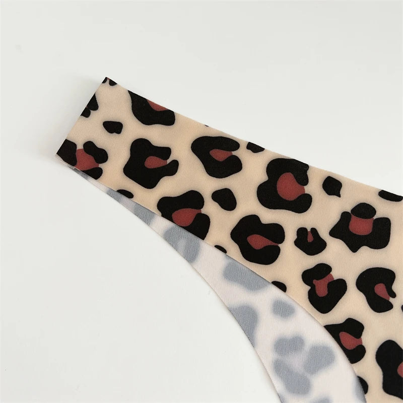 CowLost | activewear-pants-3pcs-womens-ice-silk-seamless-low-waist-leopard-thongs |17