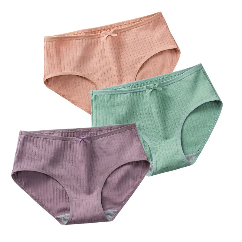 CowLost | product_id-3pcs-women-low-waist-solid-briefs-breathable-cotton-panties |26