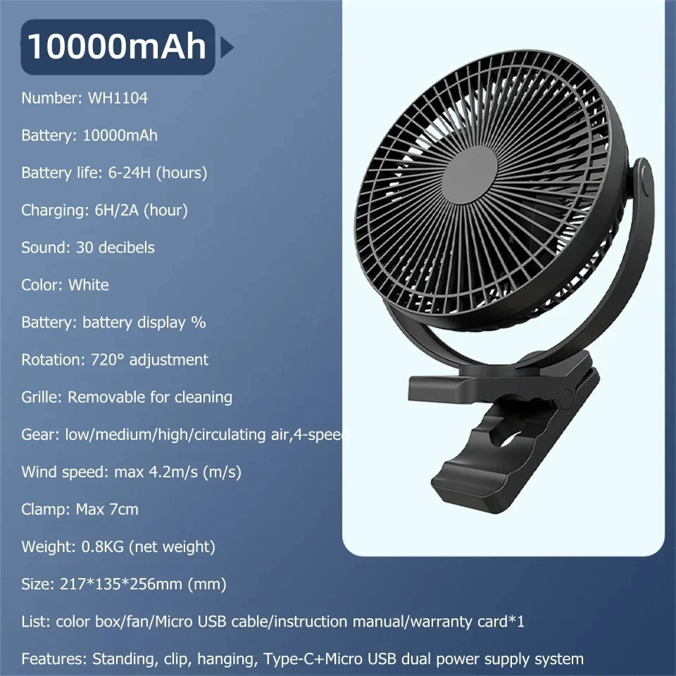 CowLost | product_id-portable-wireless-usb-charging-clip-fan-4-speed-10000mah-for-home-travel |15