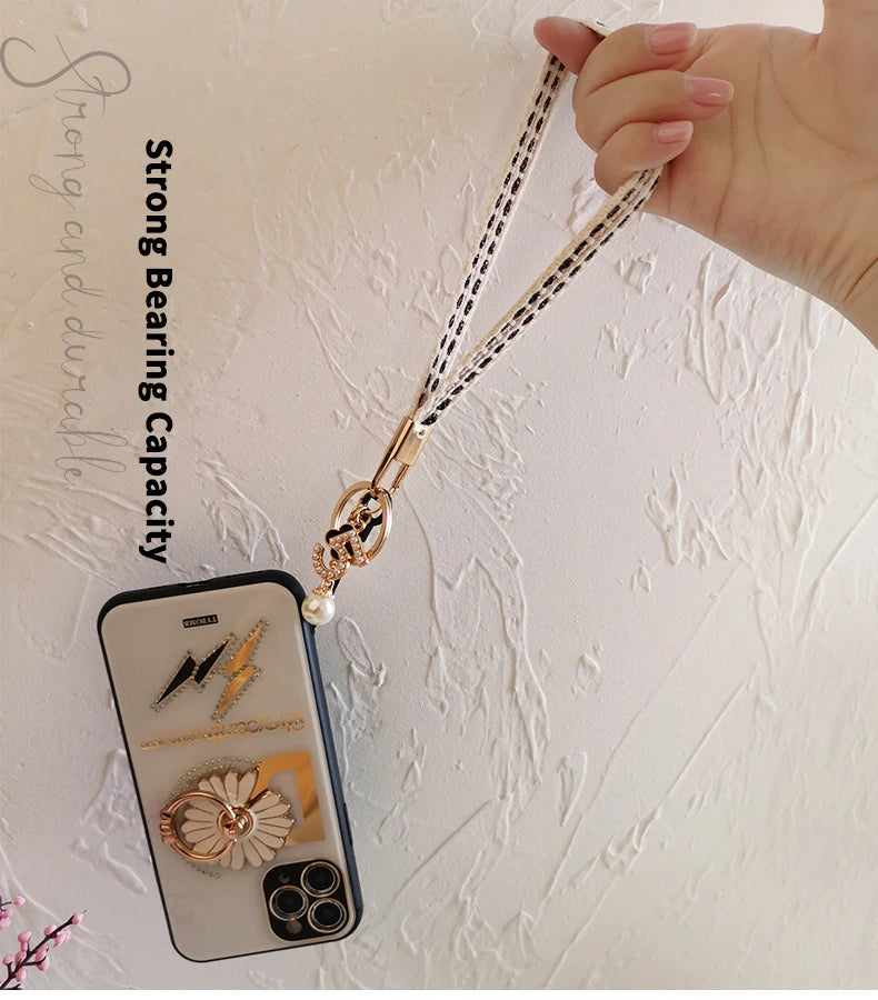 CowLost | activewear-pants-womens-short-phone-lanyard-with-woven-pearl-pendant-bracelet |11