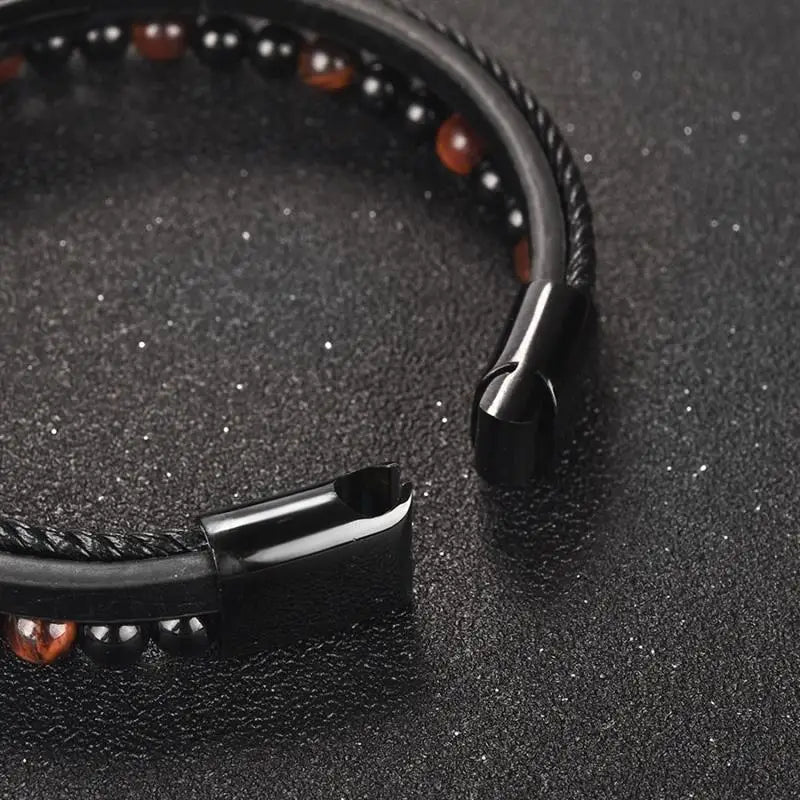 CowLost | badge-pass-holders-mens-natural-stone-beads-multilayer-leather-bracelet-with-magnetic-clasp |23