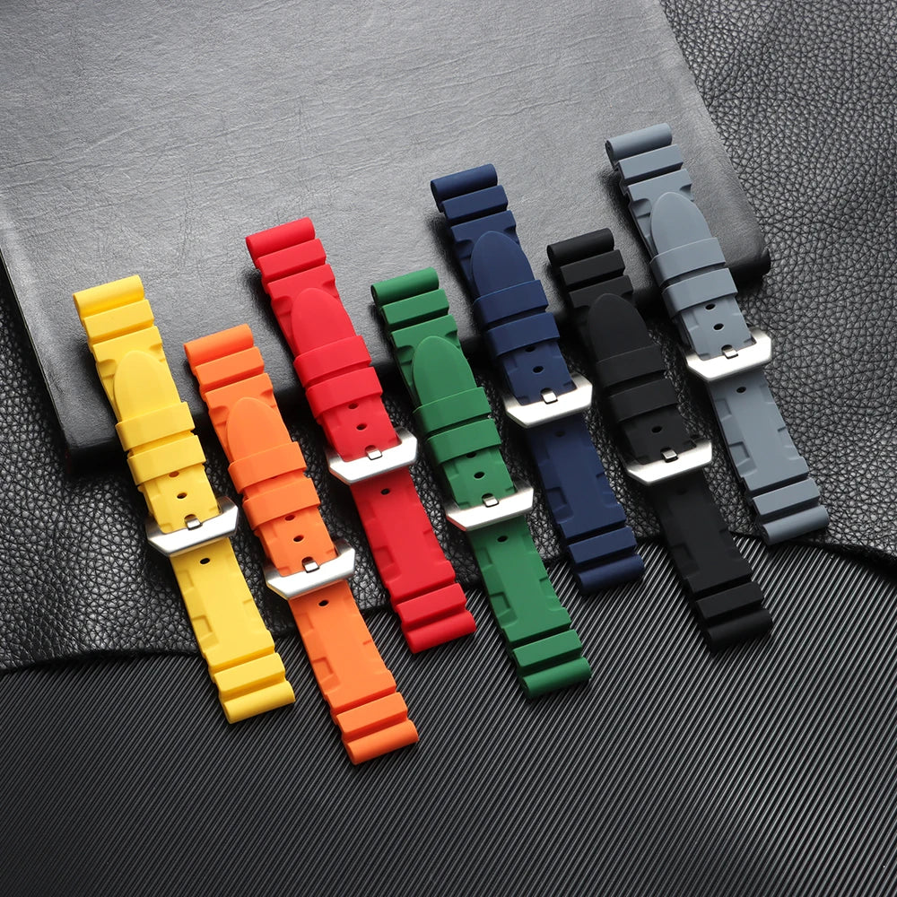 HQstrap 22mm 24mm 26mm Silicone Watch Bands for Panerai Sport Wristband Unisex Rubber Strap