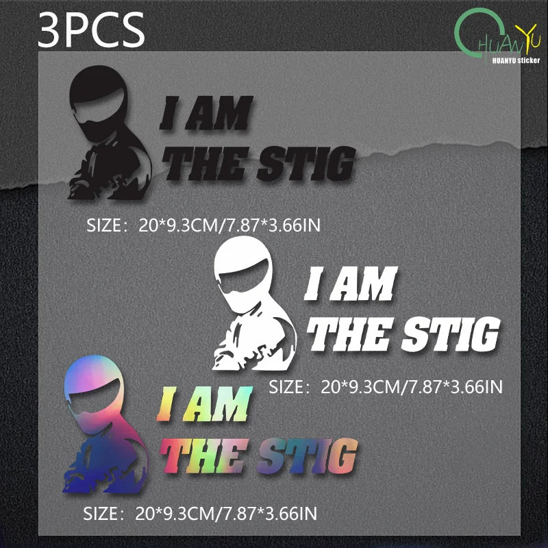 CowLost | i-am-the-stig-creative-text-fun-pattern-racing-rider-sticker |10
