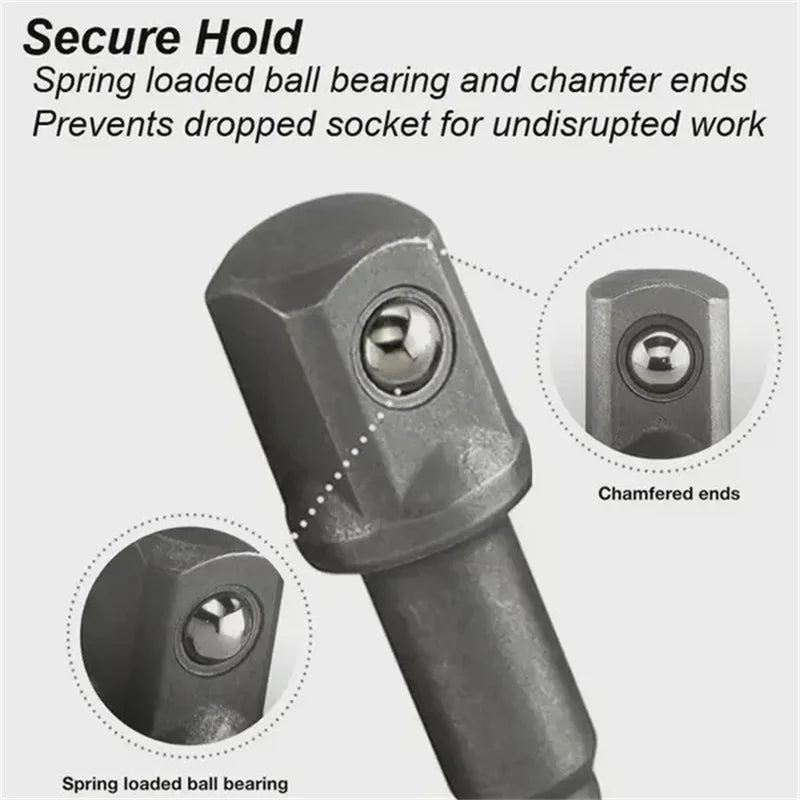 CowLost | 6pcs-set-1-23-81-4-hexagonal-handle-shank-adapter-sleeve-connection-conversion-rod-square-head-socket-extension-rod |4