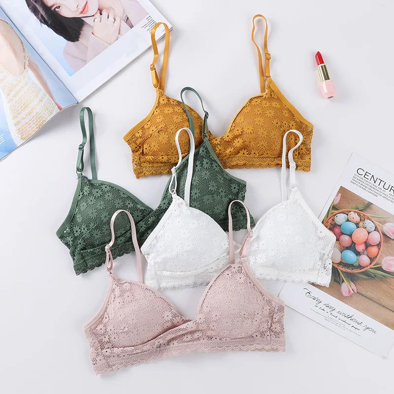 CowLost | product_id-floral-lace-v-neck-padded-non-wire-push-up-bralette-for-women |14