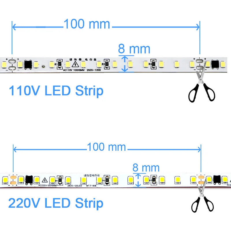 110V 220V LED Strip 2835 120LEDs/m Home Lamp Strip