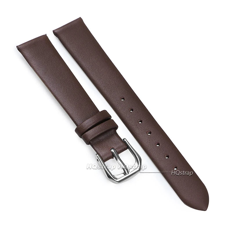 Ultra Thin Waterproof Leather Watch Strap 8-17mm Soft Plain Universal Sport Band