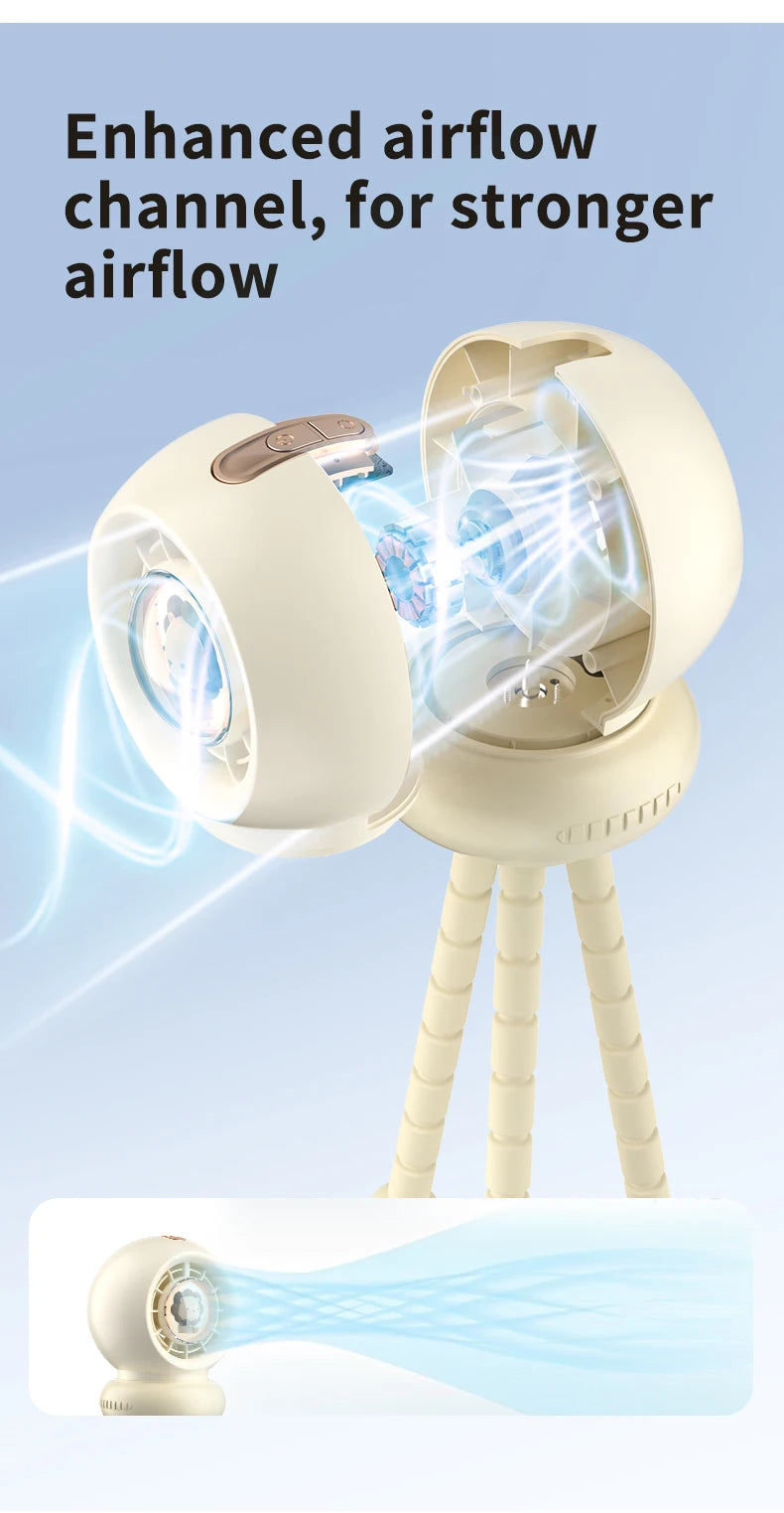 CowLost | portable-fan-clip-baby-stroller-usb-rechargeable-3600mah-with-light-stand-handheld |3