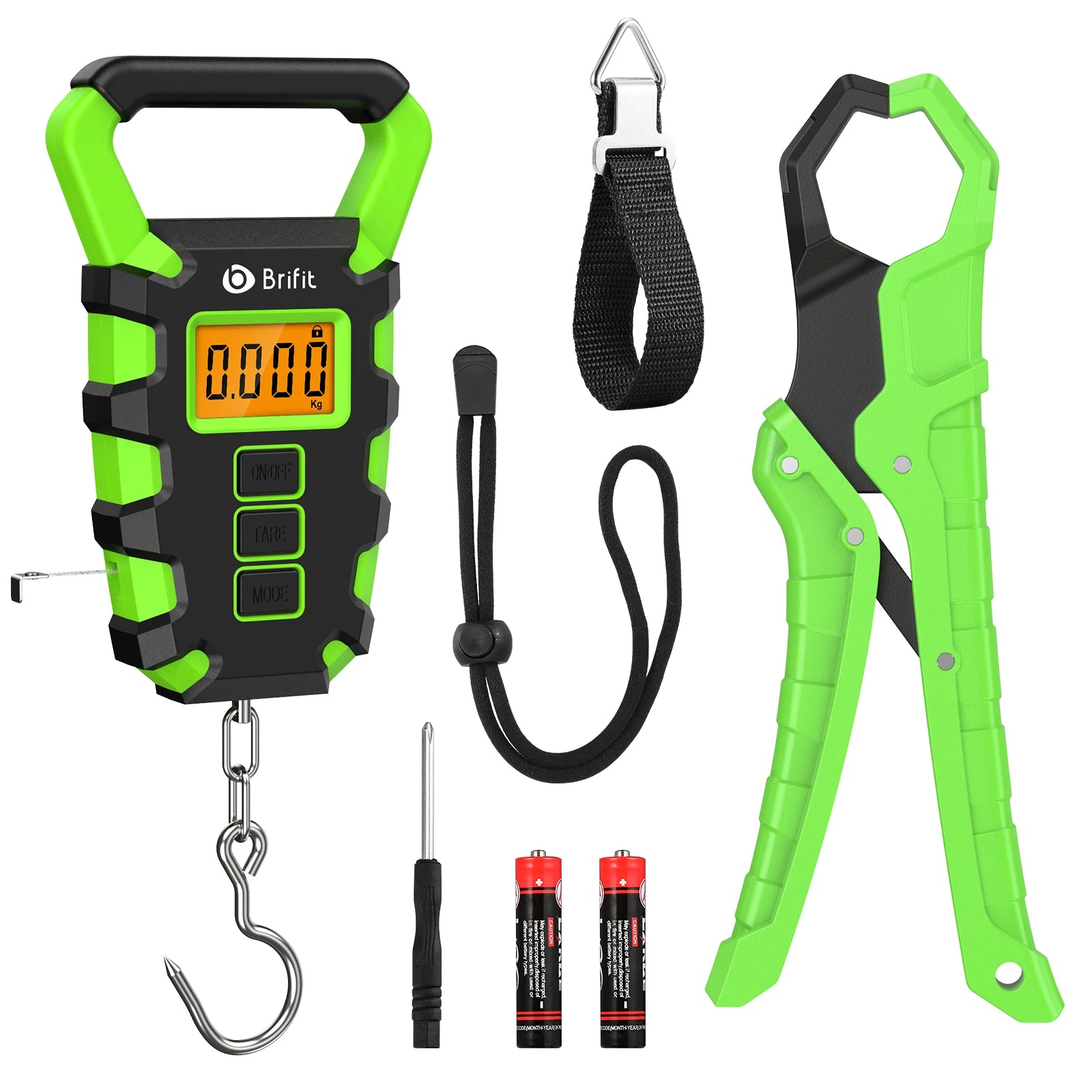 ORIA Digital Hanging Fishing Scale 50kg with Tape Measure and Fish Gripper