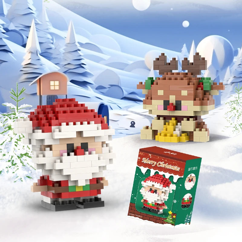 Christmas Building Block Set Santa Claus Reindeer Puzzle Toy for Kids
