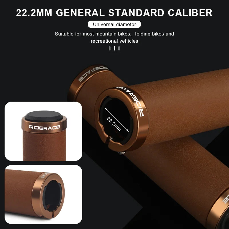 CowLost | riderace-bicycle-grips-lock-on-mountain-bike-handle-bar-cover-ergonomic-brown-shockproof-tpr-rubber-mtb-cycling-handlebar-grips |4