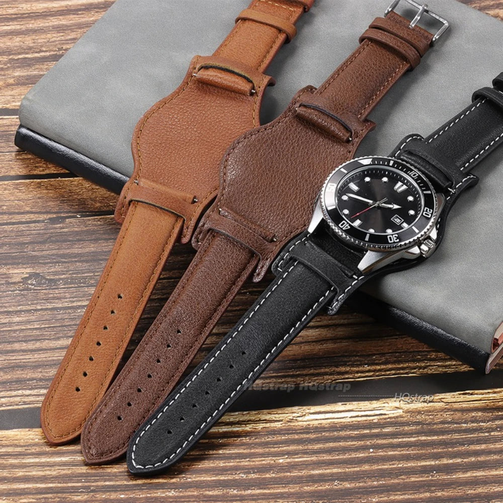 CowLost | product_id-vintage-handmade-cowhide-leather-watch-strap-18-22mm-for-seiko-black-brown-coffee-replacement-wristband |2