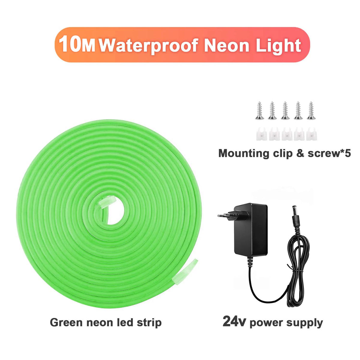 10M Warm White Neon LED Strip 120 LEDs/m IP65 Waterproof Cuttable for Indoor Outdoor Decor