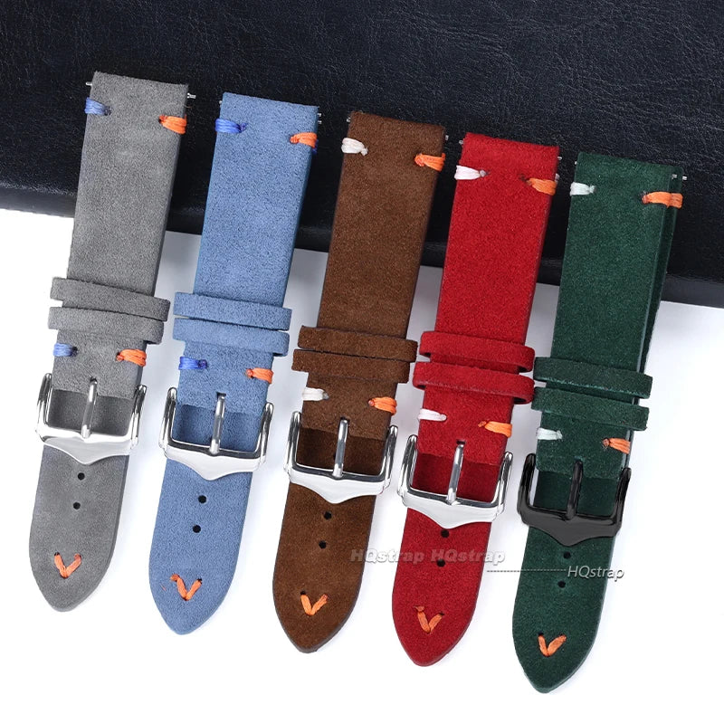 CowLost | 18mm-20mm-22mm-vintage-suede-leather-watch-strap-for-seiko-for-samsung-watch-5-4-3-handmade-stitching-quick-release-bracelet |3