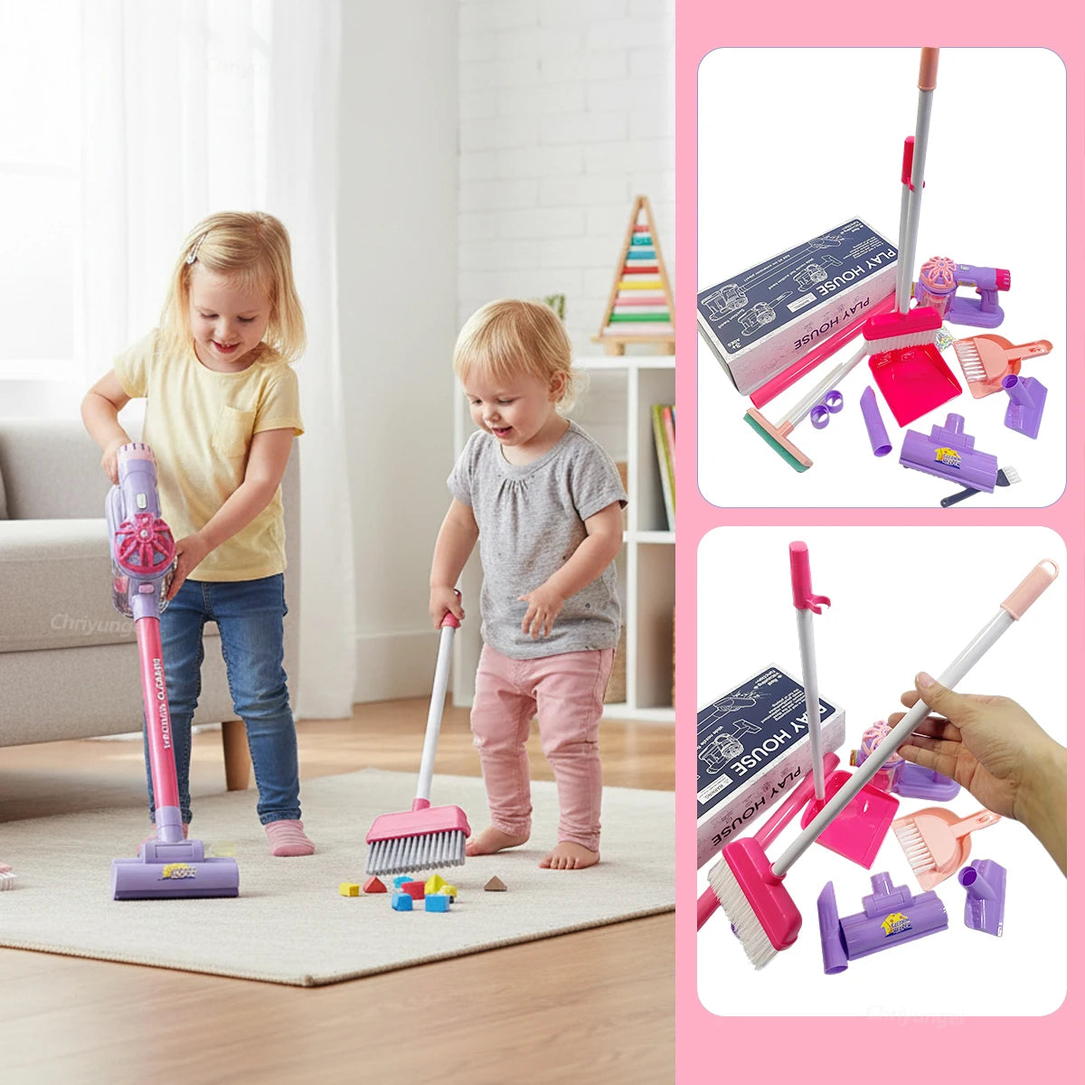 Kids Electric Vacuum Cleaner Toy Pretend Play Cleaning Set Educational Gift for Toddlers