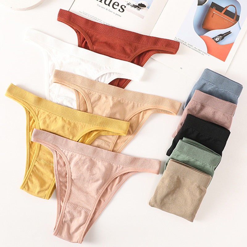CowLost | product_id-10pcs-womens-seamless-ribbed-high-leg-sports-thong-underwear-set |5
