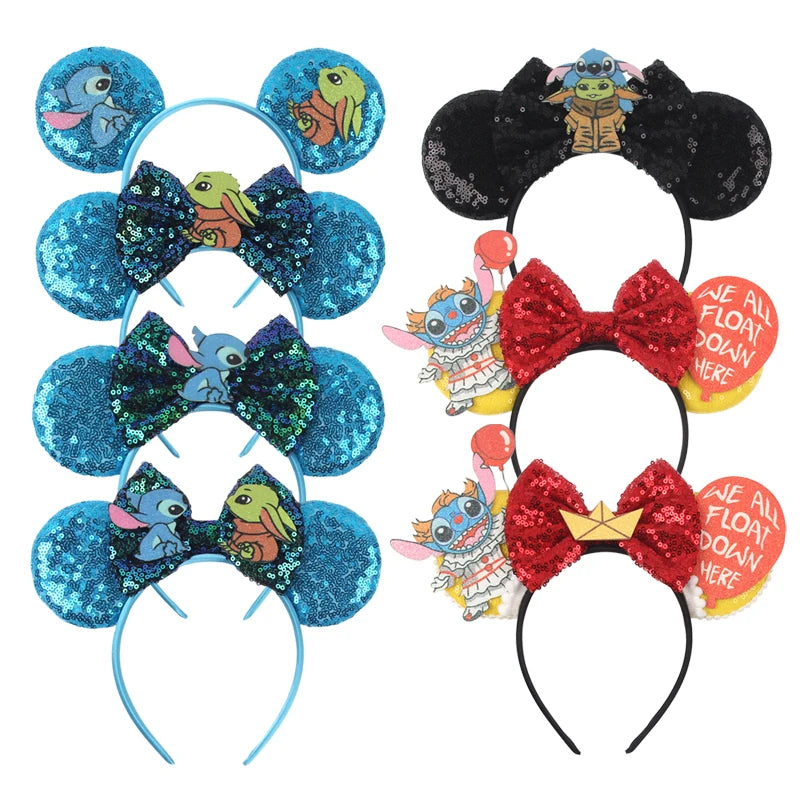 CowLost | cartoon-lilo-stitch-head-band-girls-sequins-bow-hairband |9