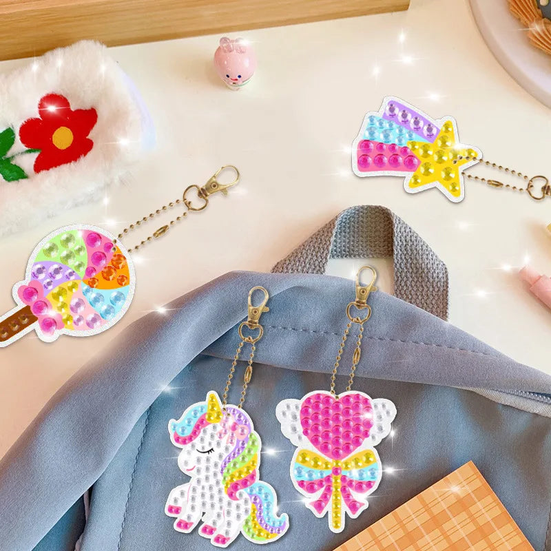 CowLost | product_id-childrens-cartoon-princess-pirate-magic-gem-diamond-painting-diy-keychain-set |4