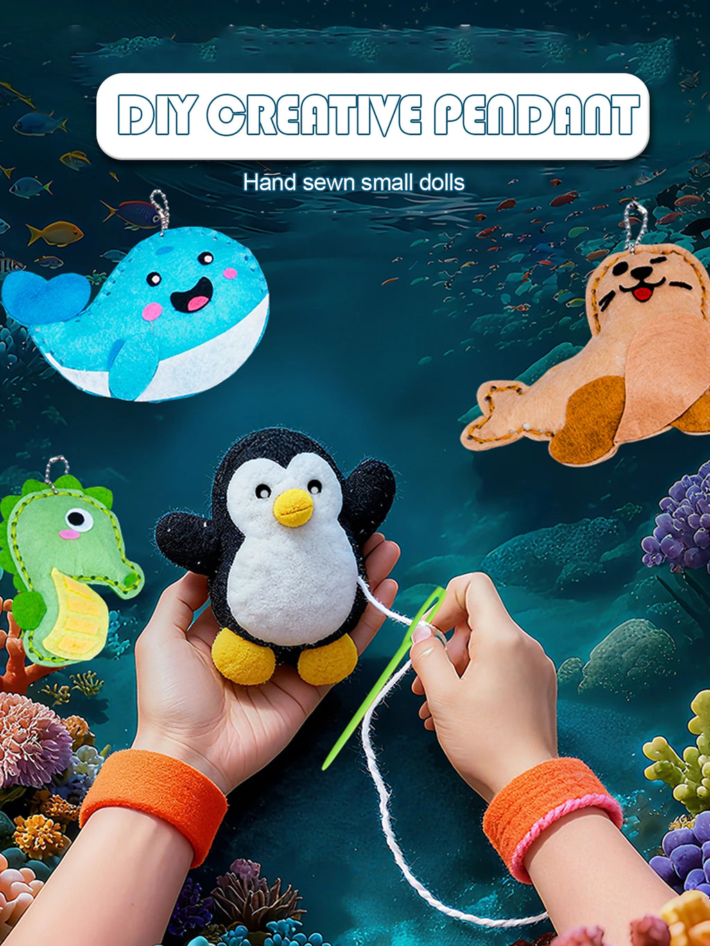 CowLost | product_id-fun-sewing-diy-pendant-set-with-cotton-lanyard-ocean-animal-toys-for-kids |7