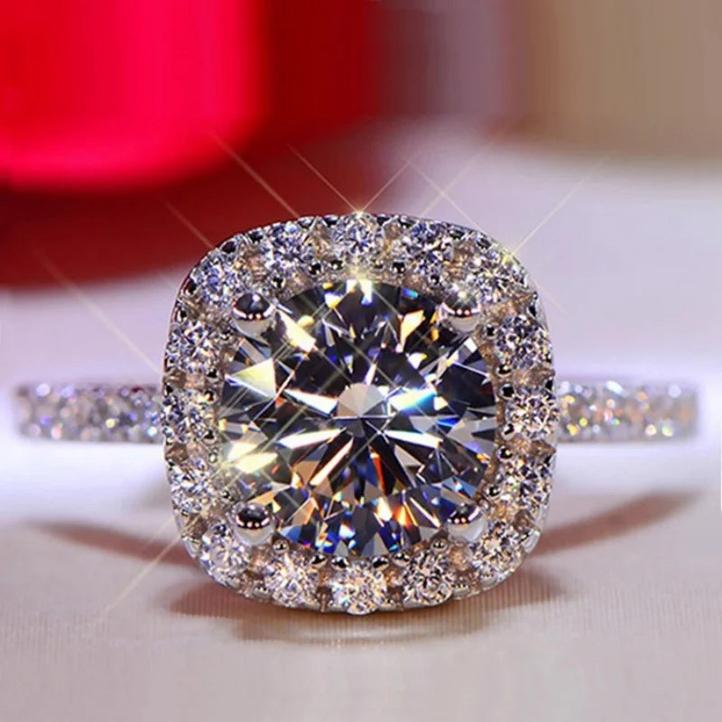 Silver Plated Stainless Steel Cubic Zirconia Adjustable Women's Wedding Engagement Ring