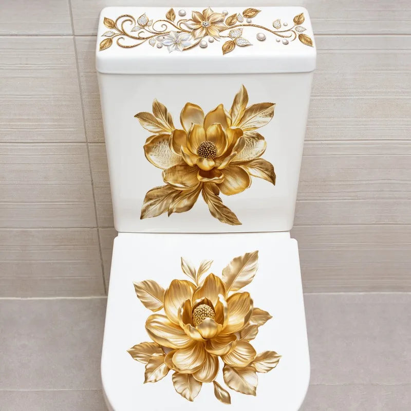 CowLost | gold-diamond-flower-bathroom-toilet-self-adhesive-sticker |2