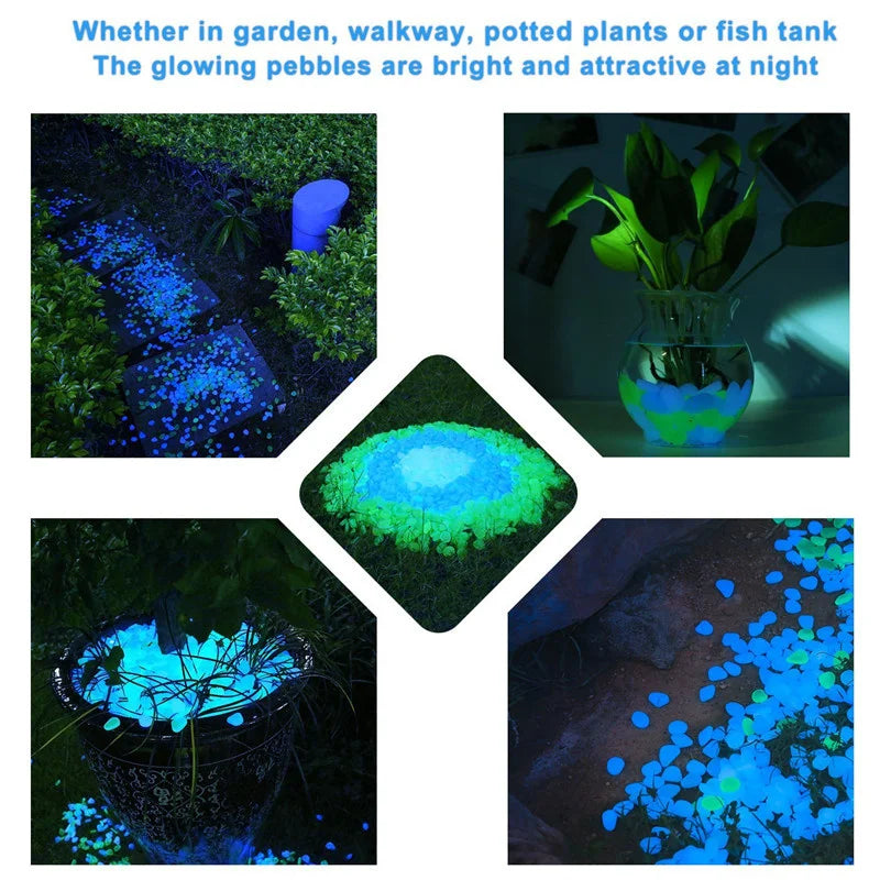 50pcs Glow in Dark Luminous Stones Garden Pebbles Fish Tank Aquarium Decoration